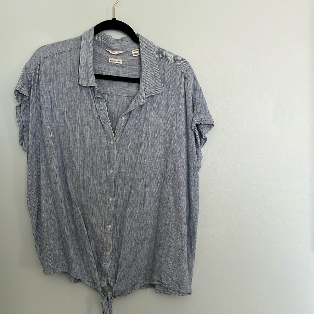 ⚡️ Weatherproof Vintage Pinstripe Button Up Top ⚡️
